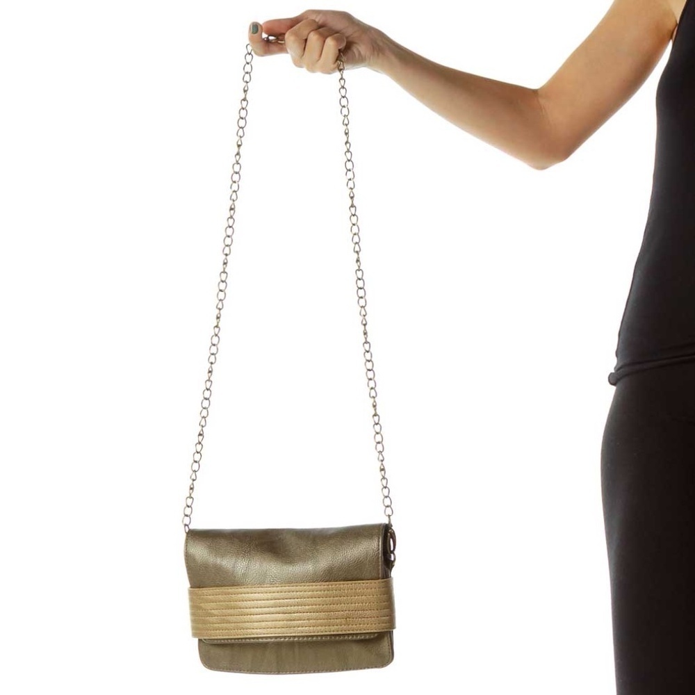 Deena & ozzy Gold Two-Tone Metallic Crossbody Bag - Picture 2 of 4